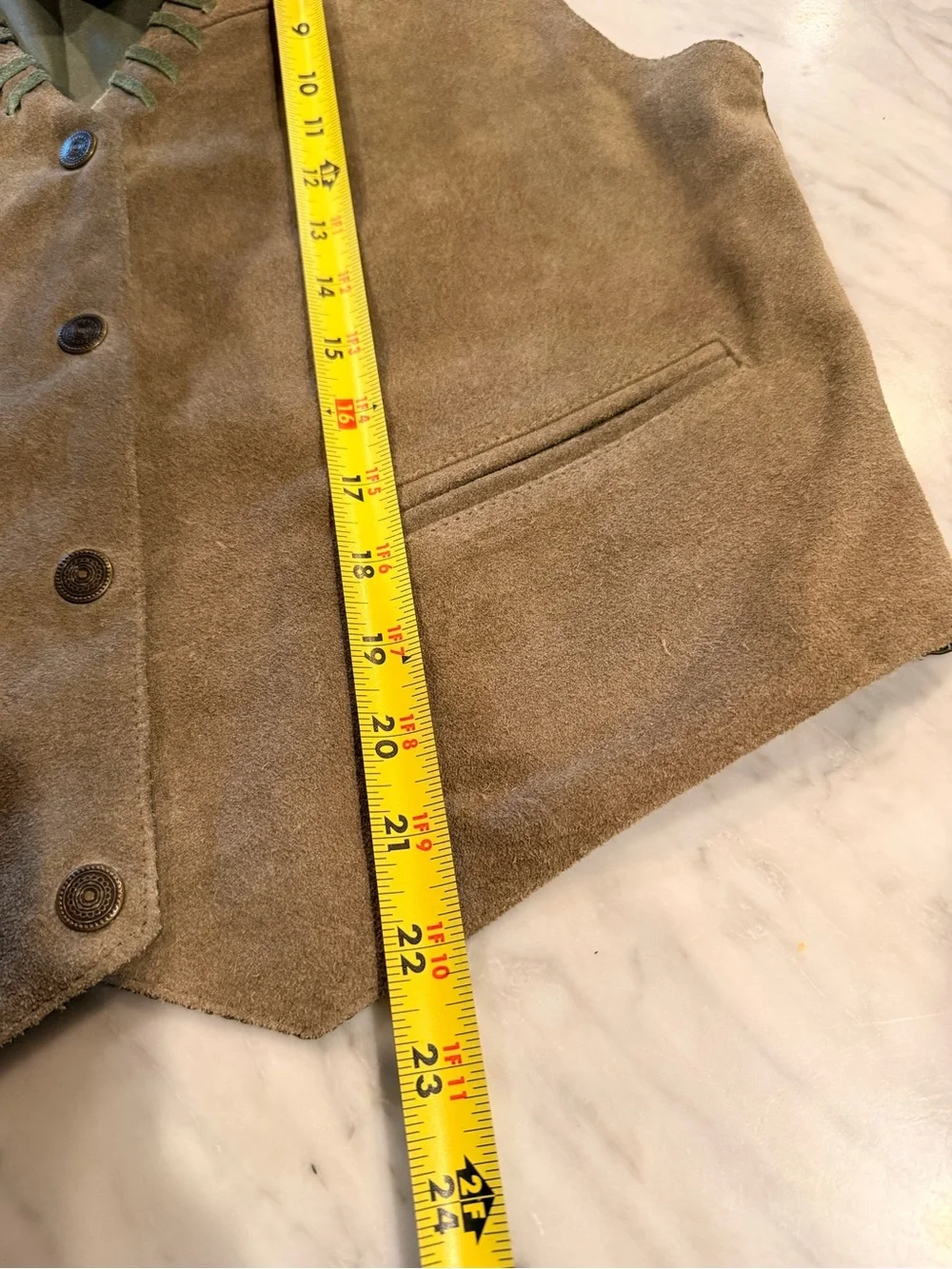 Silvercord VTG leather vest women’s  Olive/Tan Suede Sz M western cowgirl boho